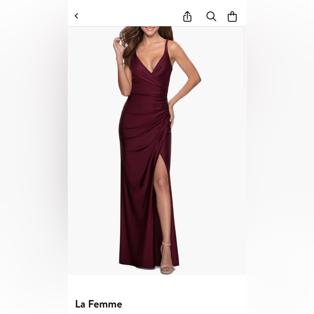 La Femme Burgundy Maxi Dress